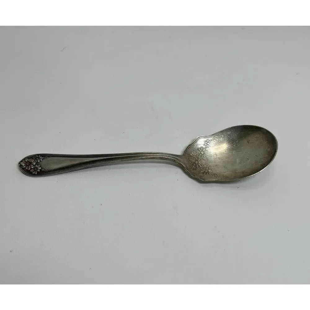 Antique Wm Rogers & Son Silverplate AA Berry/Serve Spoon -Daisy Pattern - Sugar